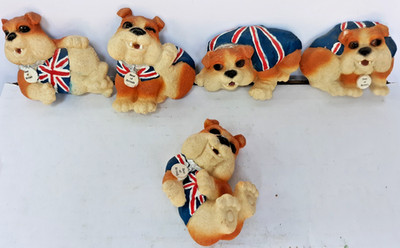 lot 5 English Bulldog 3-D Best of Show refrigerator magnets 2-3'' long  England