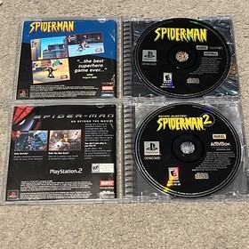 Spider-Man 1 2 PlayStation 1 PS1 Black Label CIB Complete w/ Reg Cards Manuals