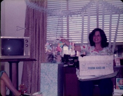 Vintage Found Photograph  1970s Baby Shower Nostalgia Living Room Scene