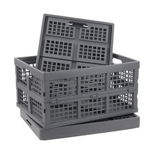 3 PCS Plastic Collapsible Crates Folding Baskets Organizing Bin 32 Liters