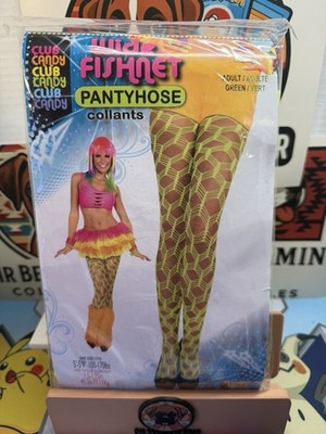Club Candy Wide Fishnet Pantyhose Costume Hosiery Adult Green One Size Fits Most