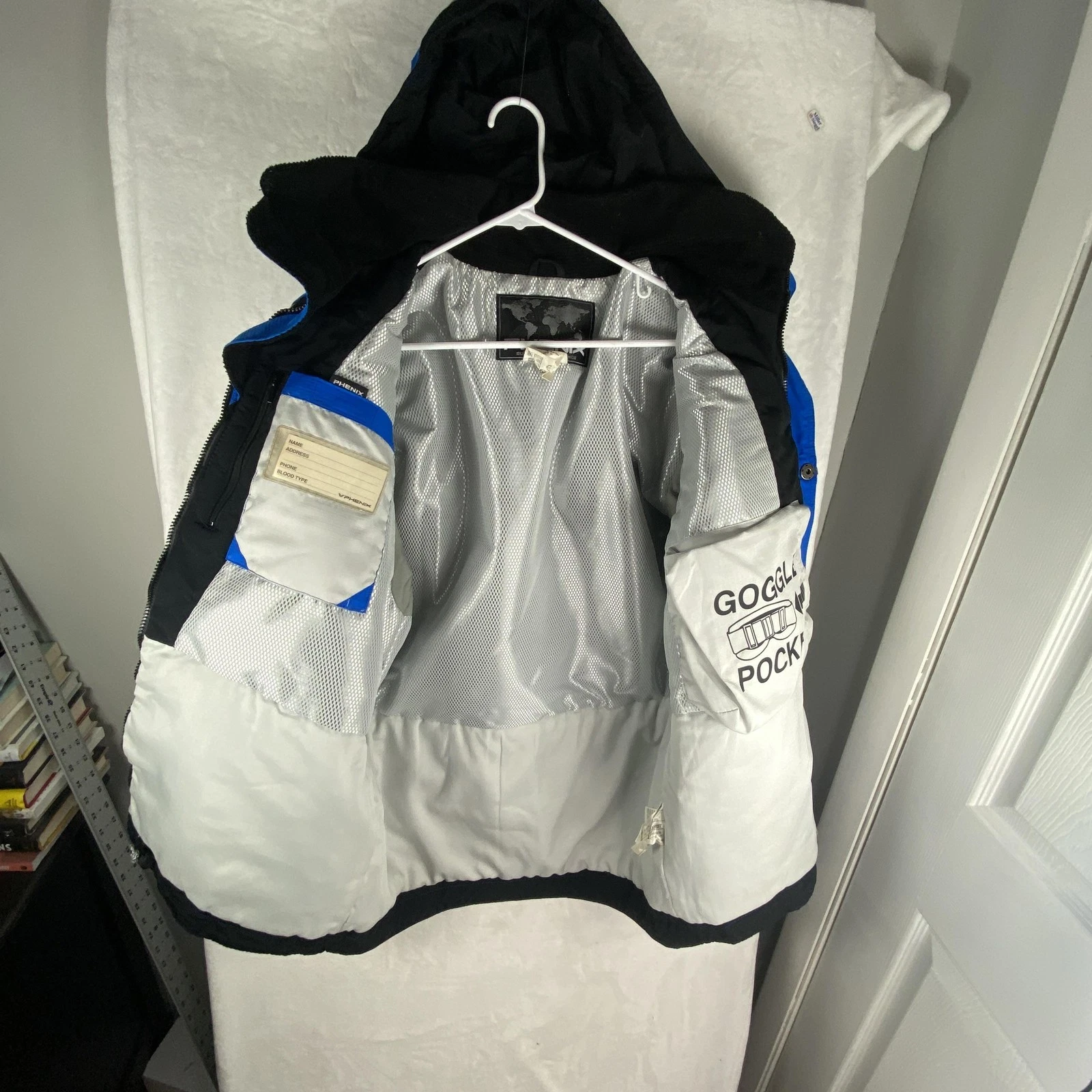 Phenix Ski Jacket Mens Medium Blue Black Hooded Insulated Reflective EY58033 image 5