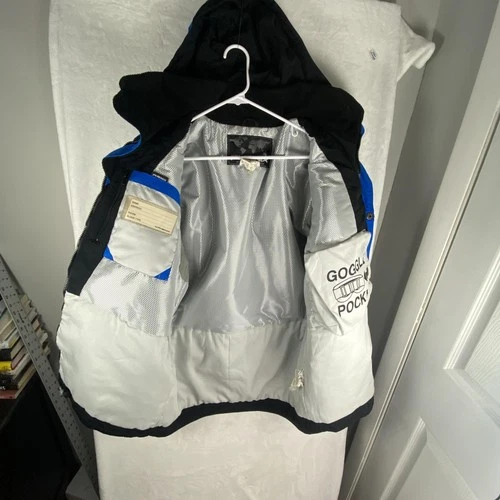 Phenix Ski Jacket Mens Medium Blue Black Hooded Insulated Reflective EY58033 image 5
