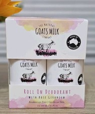 The Natural Goats Milk Company Roll on Deodorant with Rose Geranium Set of 2 New