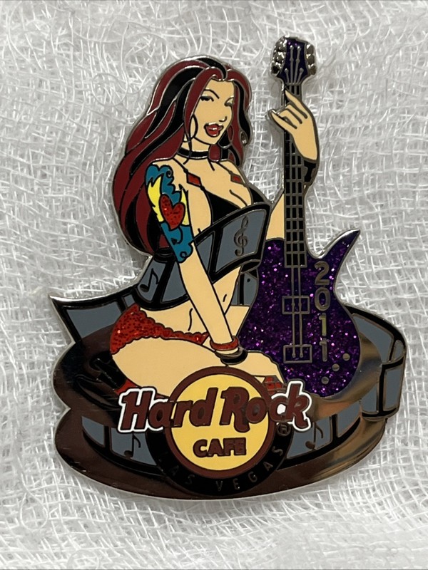 Hard Rock Cafe Las Vegas Sexy Brunette Film Girl w/purple guitar 2011