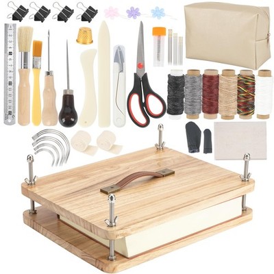 50 Pcs Book Binding Kits, 14.7''x11.4'' Inch Wooden Book Press，Books Binding Ma...
