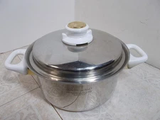 Health Craft Cookware 3qt. Pan w/Lid White Handle 5ply Surgical Stainless Steel