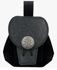 Medieval Embossed Faux Leather Belt Pouch, Retro Renaissance Portable Belt Bag C