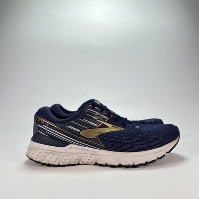 Brooks Adrenaline GTS 19 Navy Gold Grey Running Shoes 1102941D439 Men s Size 9.5