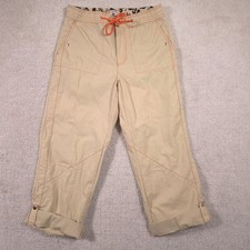 Caribbean Joe Capri Pants Womens M Beige Twill Drawstring Crop Elastic Waist