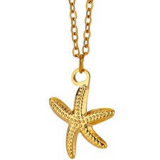 18K Gold Plated Women's Starfish Pendant Necklace Hypoallergenic Waterproof