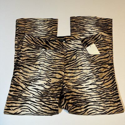 Escada Tiger Stripe Print Bootcut Pants Sz 42/ US L Cotton Rayon Stretch NWT
