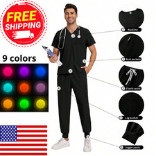 Medical Uniform Men Women Nursing Clothes Lab Costume Nurse Scrubs Set Top Pants
