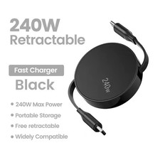 Retractable 240W USB C to USB C PD Fast Charging Cable for Phones Tablets