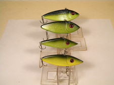 4 Custom Made Lipless Red Eye Shad Green Wood crankbait lure
