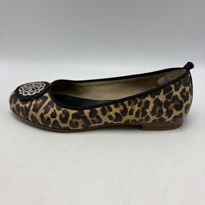Brighton Aleta Leopard Print Leather Ballet Flat Womens 7.5 M Medallion Italy