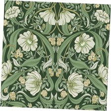 Vintage Floral Wallpaper Peel and Stick Wallpaper 17.3" x 118" Green/White