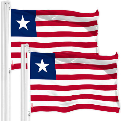G128 2 Pack: Liberia Liberian Flag 3x5Ft LiteWeave Pro Printed 150D Polyester
