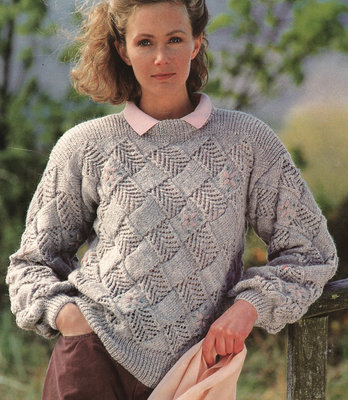Womans Squared Blocks Entrelac Sweater 