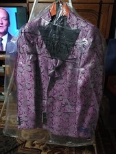 NEW STATEMENT CONFIDENCE TUXEDO JACKET, PURPLE, PINK  SILVER,Size 40L W/PANTS