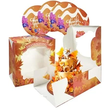 Thanksgiving 36pcs 10x10x5 inches Cake Boxes with Window 18-Packs 10 Inch Bak...