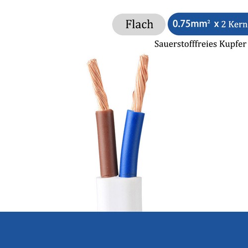 2-adrig Reiner Kupfer Flex Draht 0.3-2,5mm² Elektroleitung Weiß PVC Isolierung - Picture 18 of 21