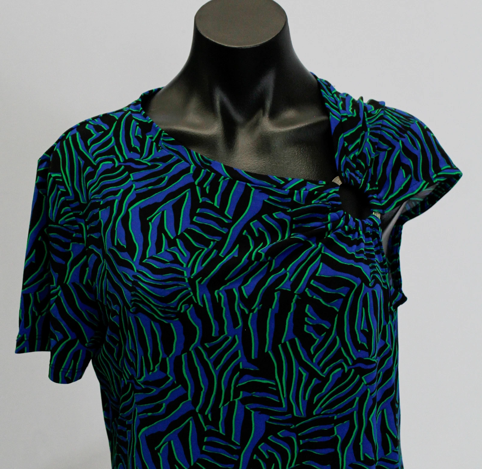 Abito tubino donna Michael Kors sfoderato dettaglio O ring CD4 blu royal grande nuovo con etichette