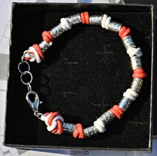Braccialetto Bracciale Uomo Sport Volley Pallavolo Basket Calcio Bianco Rosso