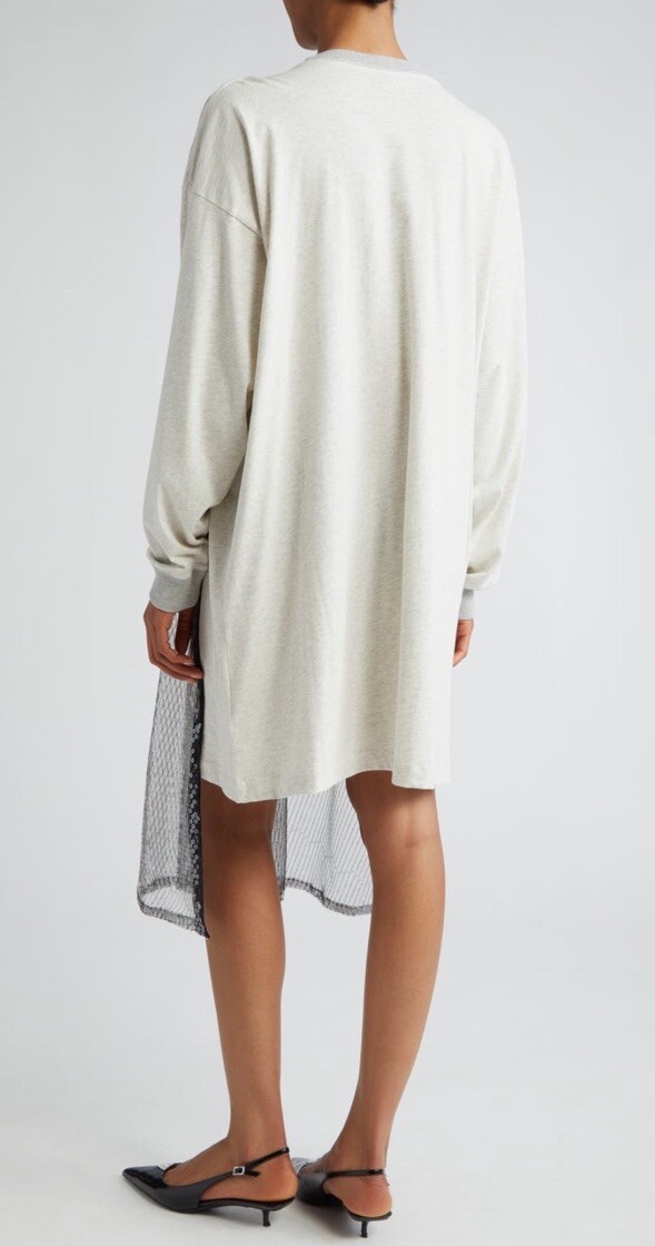 Vaquera◆Oversized Gray Slip Dress /XS/コットン/GRY/VAQ06T007 VAQUERA Oversized Gray Slip Dress Long Sleeve T Shirt With