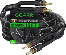 Gearit 12AWG Speaker Cable Wire with Gold-Plated Banana Tip Plugs (10 Feet) In-W