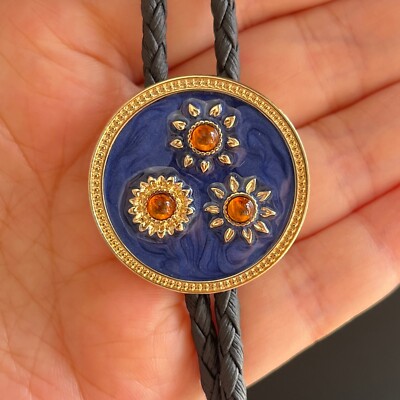 Hand-Made Enamel Drop Glazed Diamond Sunflower Bolo Tie Women Wedding Necklace