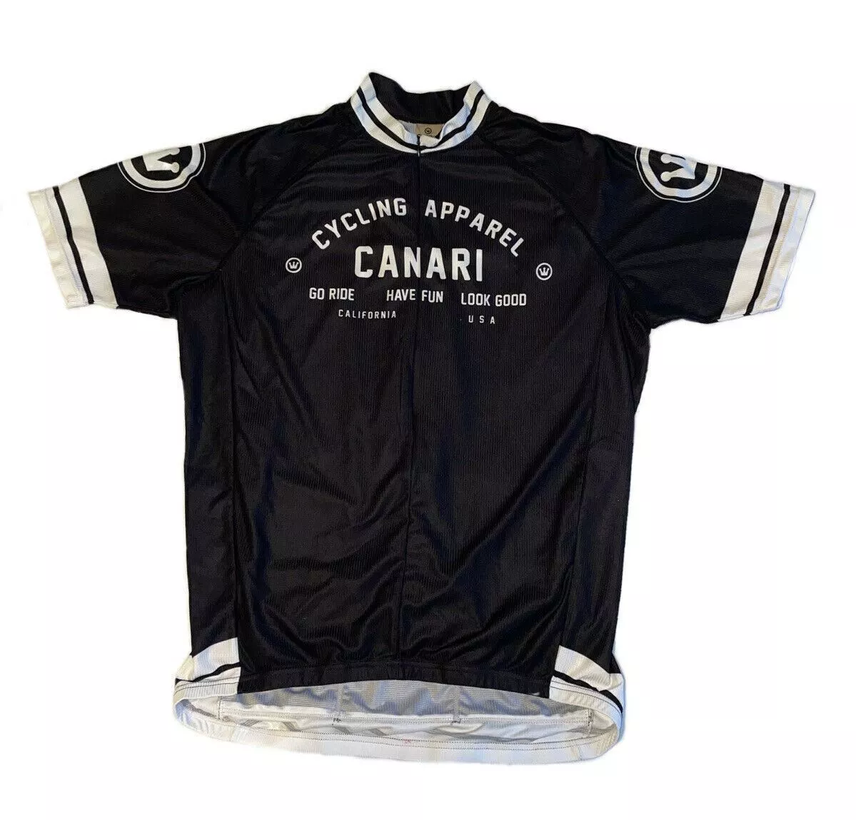 Men's Canari San Diego CA Black White Cycling Bike Black T