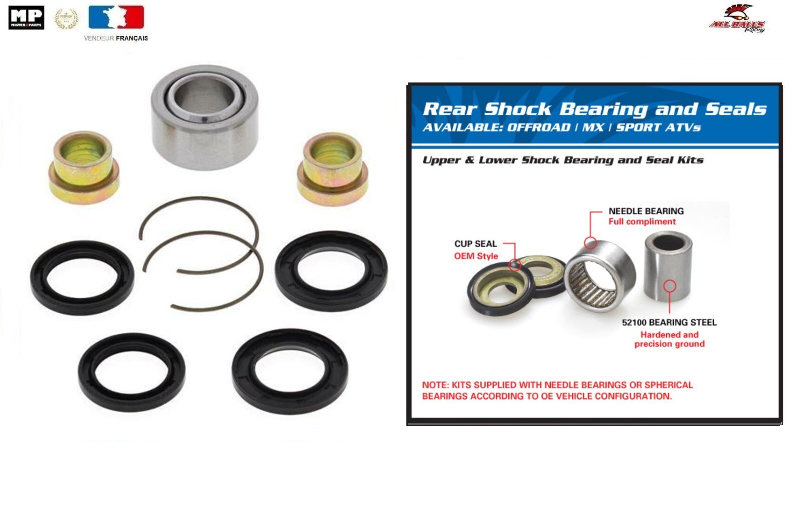 Kit roulement supérieur amortisseur arrière 29-5054 Suzuki DRZ400