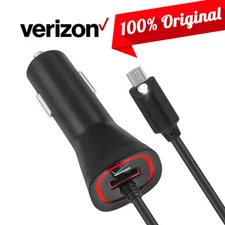 OEM Verizon LOGO Car Charger Dual Output 3.4A Vehicle Adapter Micro USB Cable