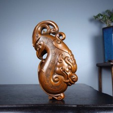 Chinese Dragon and Phoenix Resin Figurine Pair on Wood Base — listing 2