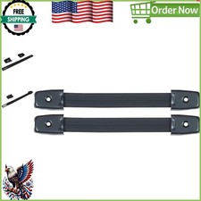 Set of 2 Easy-to-Install 10'' Black Strap Handles with Powder Coated Caps