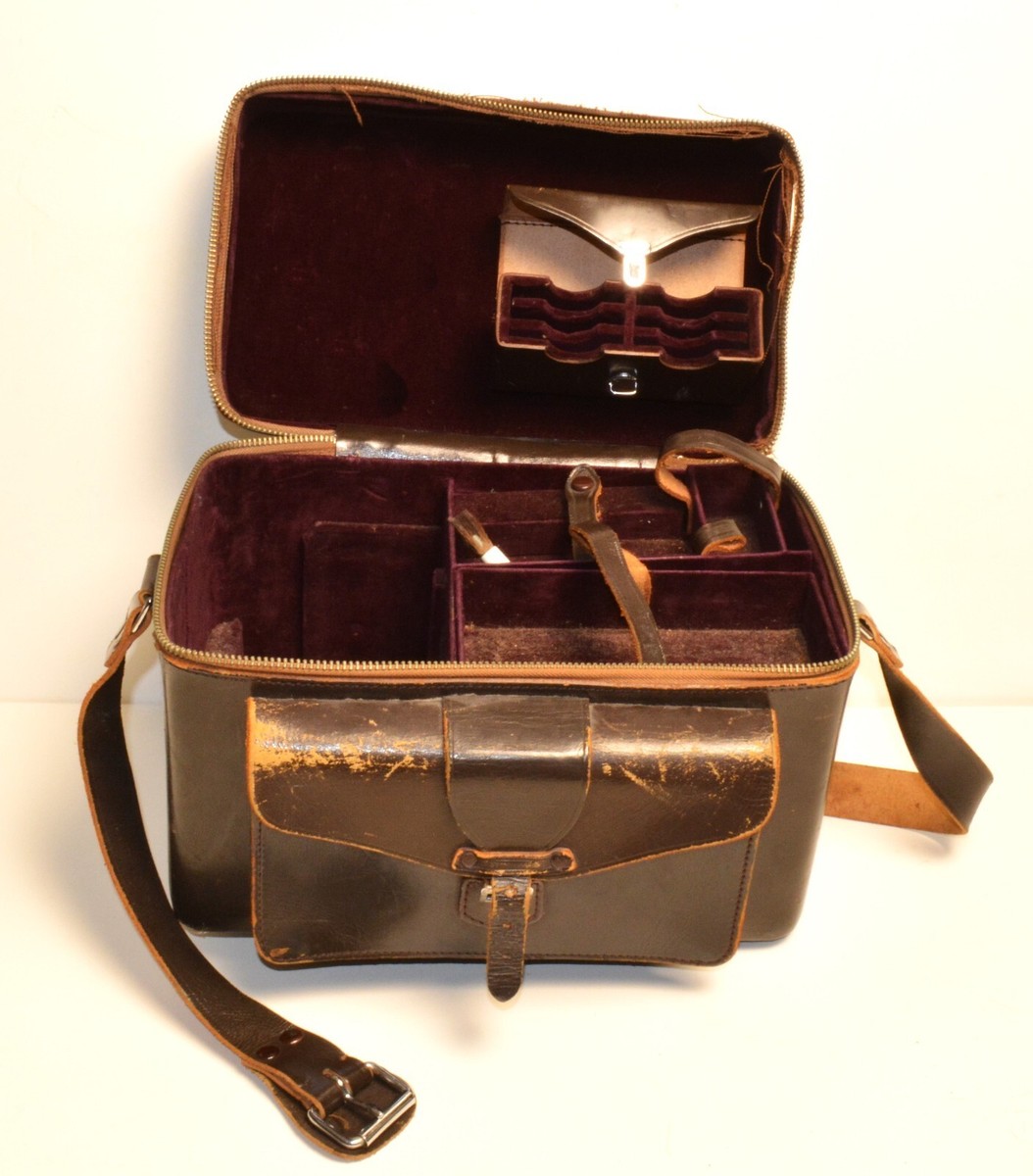 VTG 1950s Nikon F camera brown leather compartment case VTG 1950s Nikon F camera brown leather compartment case