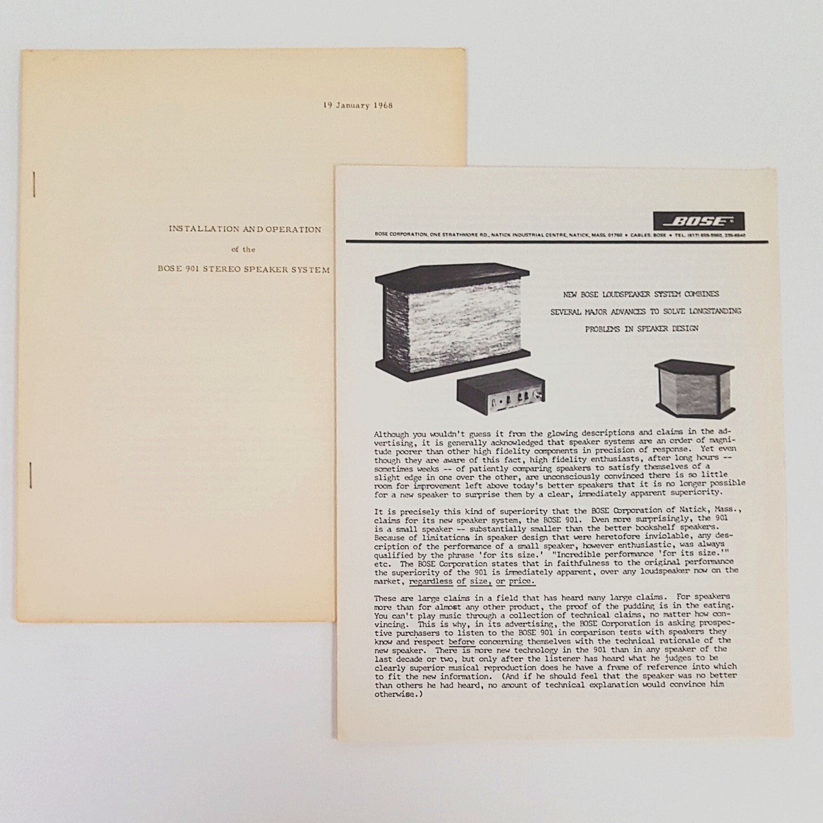 Original 1968 Bose 910 Installation And Operation Manual (Vintage) - SCARCE