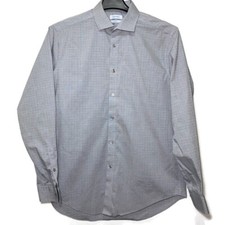 Mens Long Sleeve Dress Shirt Sz 16.5 Calvin Klein Button Down Gray Slim