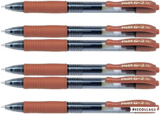 Pilot G2 Retractable Gel Ball Pen 0.7mm Fine Caramel 6/Pk Office School Home