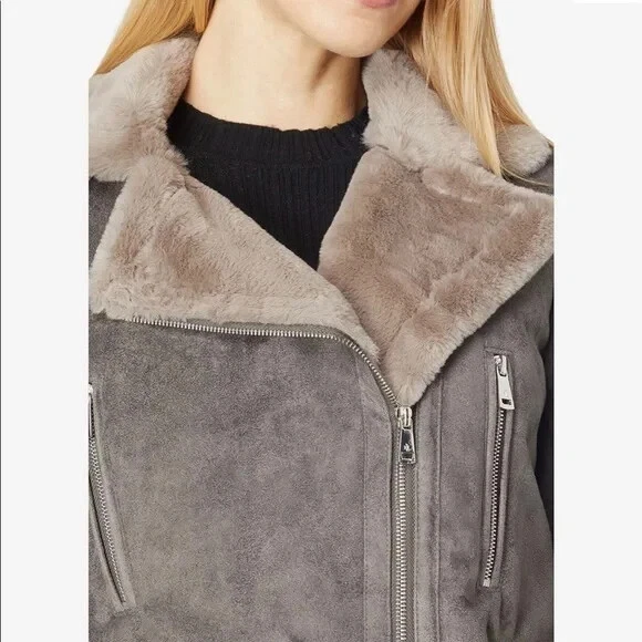 Plus size top shearling moto jacket