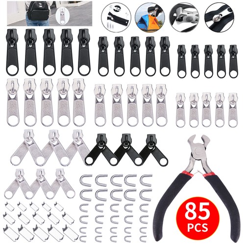 85Pcs/lot Zinc Alloy Tent Jeans Bag Fix Zipper Zip Slider Repair Instant DIY Set - Picture 7 of 12