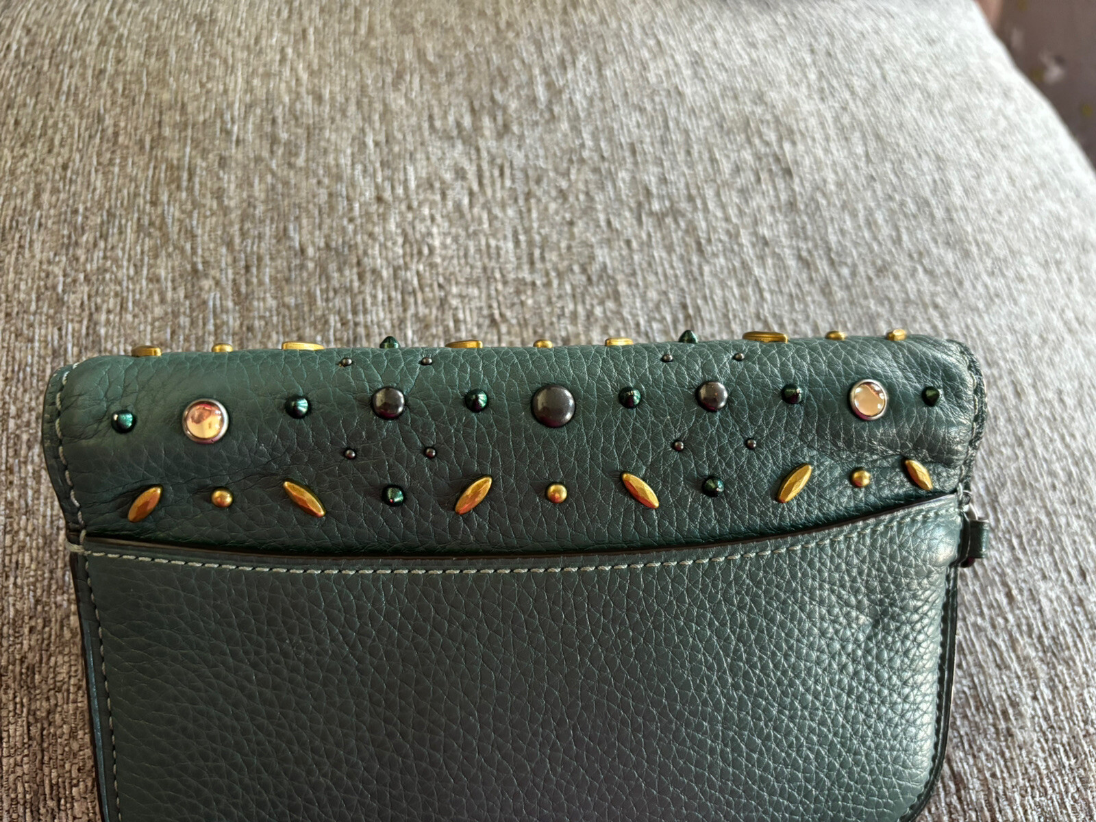 Coach Prairie Rivets Clutch Dark Turquoise 21638 Gem