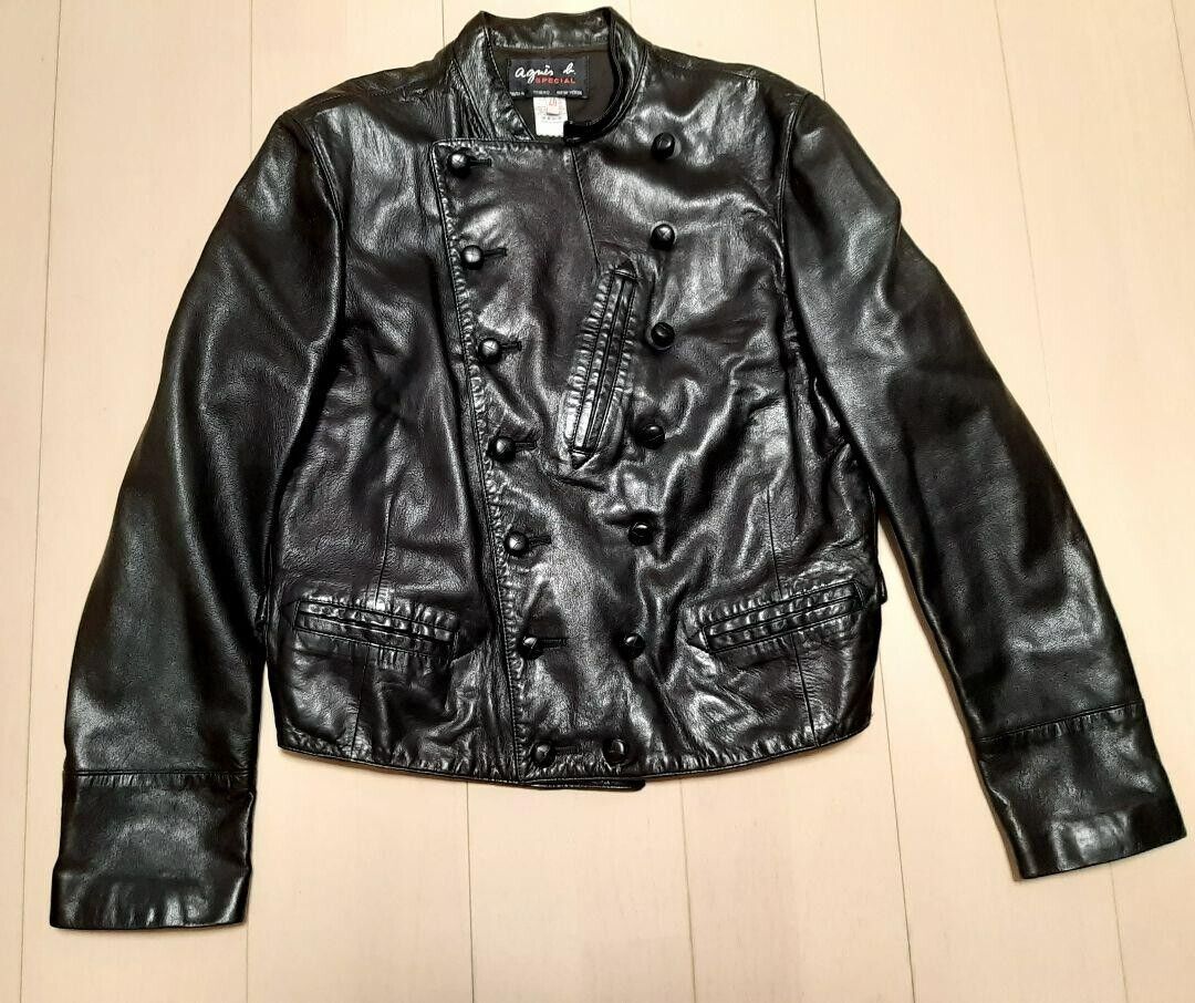 Rare agnes b. agnes b leather napoleon jacket W50cm L53cm Rare agnes b. agnes b leather napoleon jacket W50cm L53cm