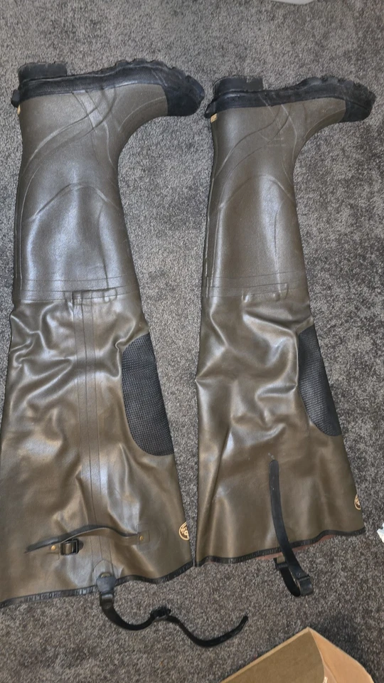 Men's Pro Line Fishing Hip Waders Green size 9, Rubber And Canvas - Image 4 of 4