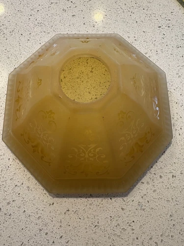 Steuben Style Yellow Acid Etched Glass Lamp Shade 8.25 x 3.5, 1.75 Fitter