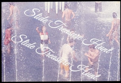 Men Shirtless College Fountain Playing State University Albany 35mm Slide 1970s