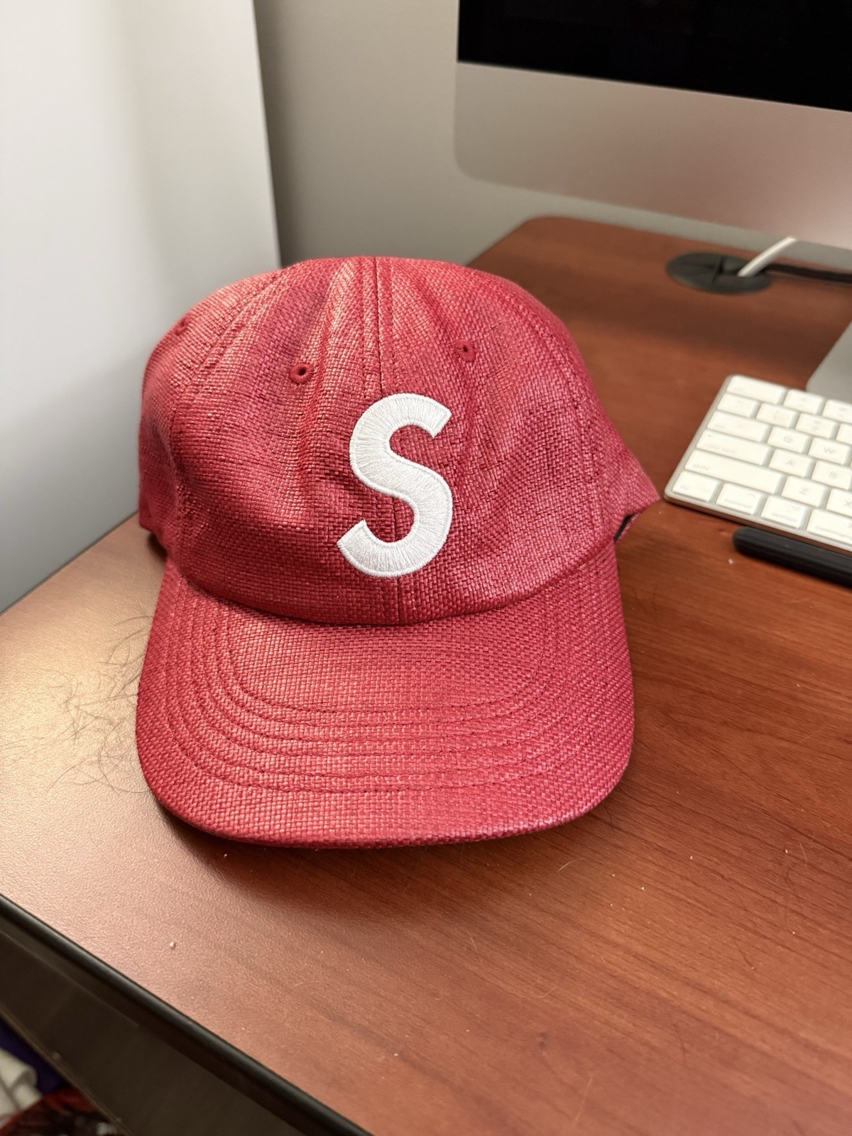 Supreme Burlap Hat Red Adjustable - image 1