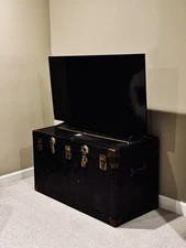 Vintage Early 1900s Overland / Steamer Trunk Antique Travel Chest Trunk Wood Box