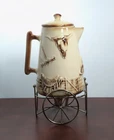 Vintage McCoy Pottery El Rancho Western Bar-B-Q Coffee Pot w/ Stand c. 1950s EUC